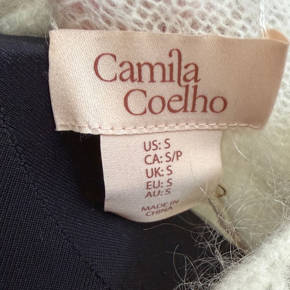 NWT  Camila Coelho White Knit delicate   mohair Cardigan  S - Picture 2 of 12